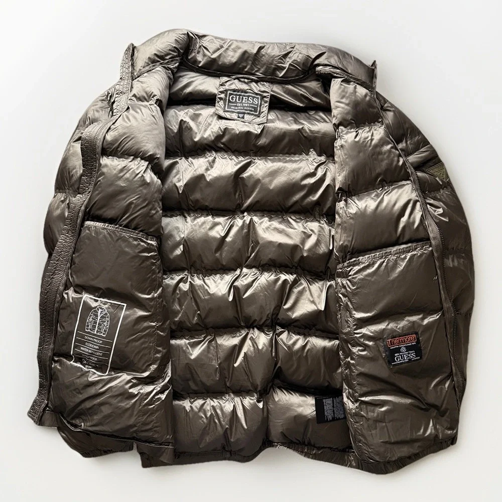 Guess USA Men's Puffer Quilted Jacket‎ Size XL color Grey Full Zip